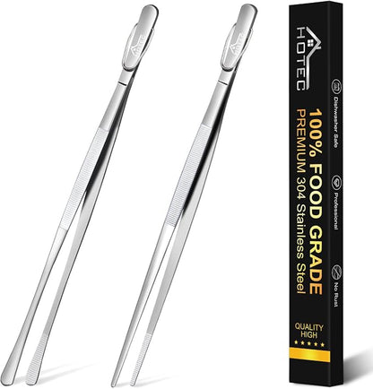 HOTEC Kitchen Tweezers Tongs Stainless Steel Professional Chef Tweezers by Hotec