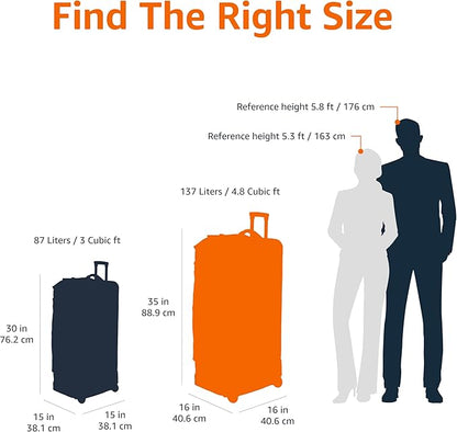 Amazon Basics 35-inch Large Rolling Duffle Bag with Wheels and Handle, Travel Duffle Bag with Durable Ripstop Polyester Material, 2 Layers of Space, Multiple Interior and Exterior Pockets, Black