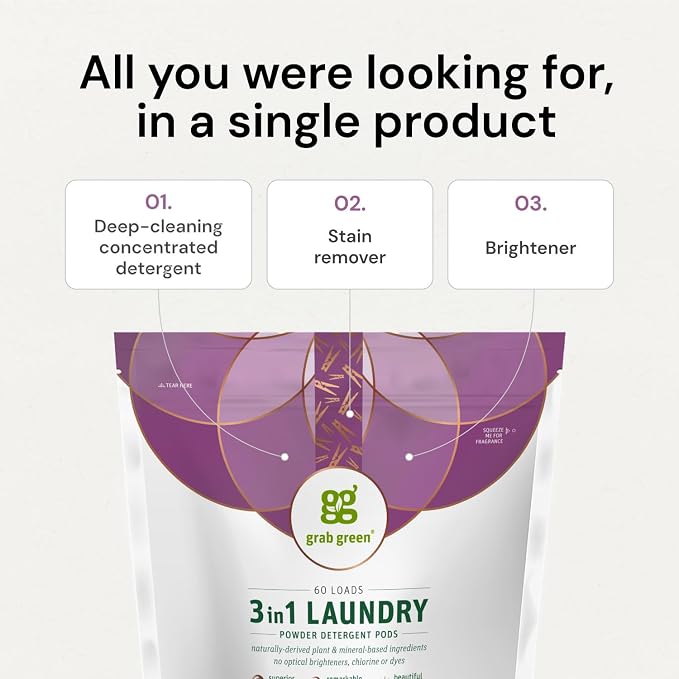 Grab Green 3-in-1 Laundry Detergent Pods, Lavender Vanilla Scent, Plant and - Image 4