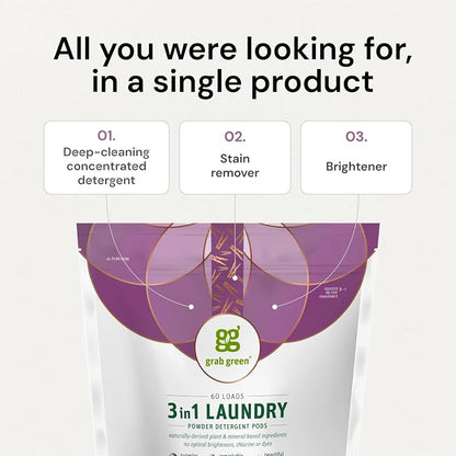 Grab Green 3-in-1 Laundry Detergent Pods, Vetiver Scent, Plant and Mineral Based - Image 4