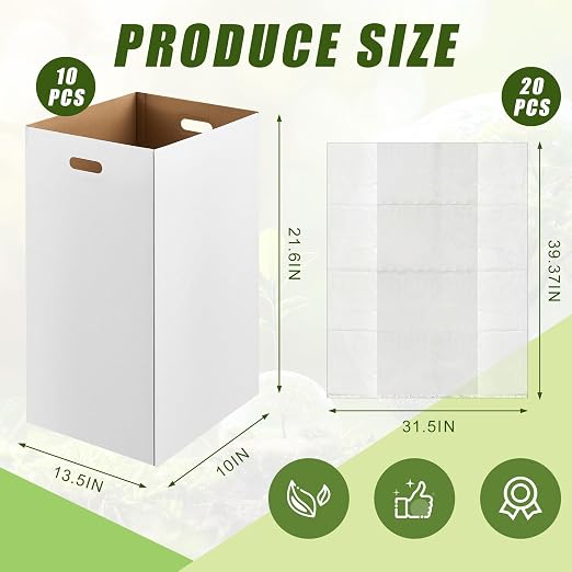 10 Pack 13 Gallon Cardboard Trash Cans Disposable and Reusable Corrugated - Image 2