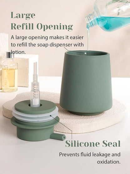 INGOFIN Ceramic Soap Dispenser, 14 oz Bathroom Hand Soap Dispenser, Liquid - Image 3