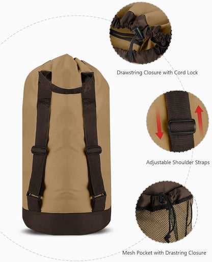 Dalykate Backpack Laundry Bag, Laundry Backpack with Shoulder Straps and Mesh Pocket Durable Nylon Clothes Hamper Bag with Drawstring Closure for College, Travel, Laundromat, Apartment