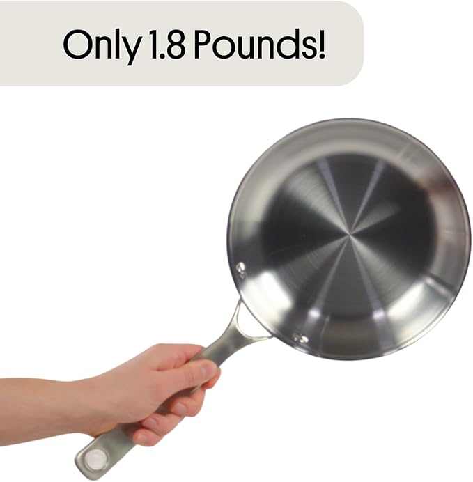 STRATA Carbon Steel Clad 8.5" Frying Pan Skillet, 3-Ply Carbon Steel Cookware - Image 2