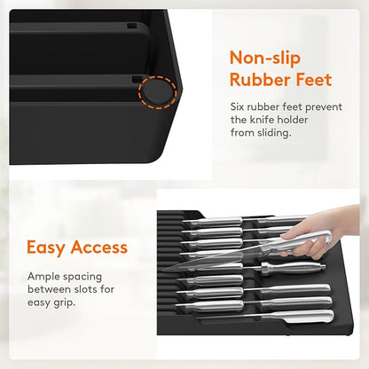 Lifewit Magnetic Drawer Knife Organizers Insert, Kitchen Plastic In Drawer - Image 6