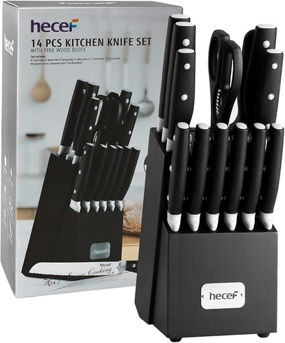 hecef Kitchen Knife Block Set, 14 Pieces Knife Set - Image 9