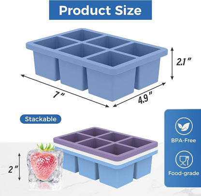mossime Large Ice Cube Molds: 3pack Square Whiskey Silicone Ice Cube Trays - Image 6