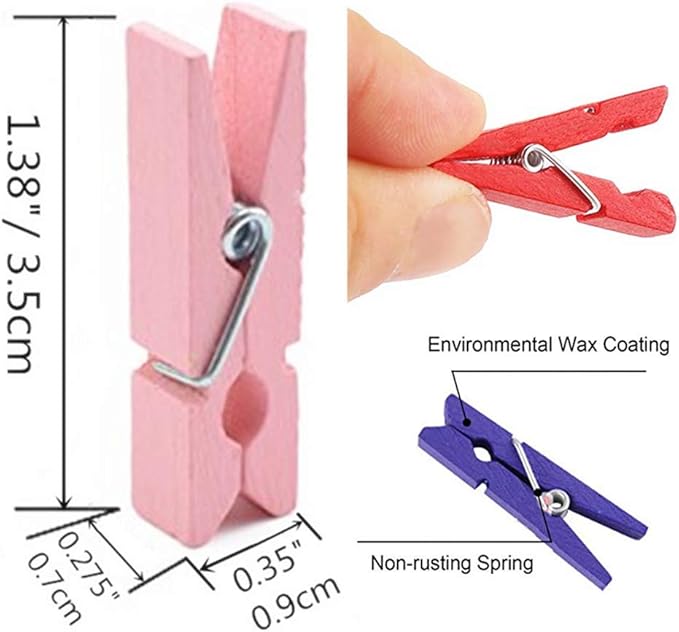 DurReus 50 Pieces DIY Mini Color Wooden Clothespins Home Decoration Hanging - Image 3