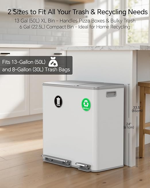 Lovewind Dual Trash and Recycling Bins - Image 3
