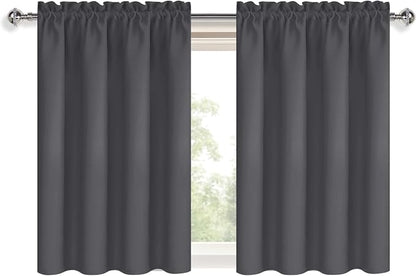 DWCN Short Blackout Curtains 36 inches Length 2 Panels Set, Half Window Rod - Image 9