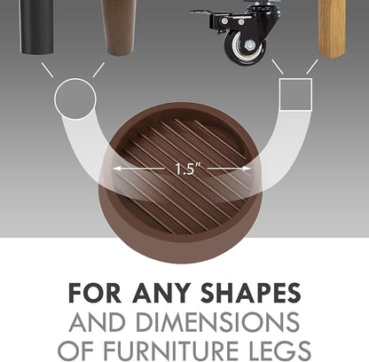 Non Slip Furniture Pads, 1.5” Round Rubber Caster Cups, Anti-Slip Gripper - Image 2