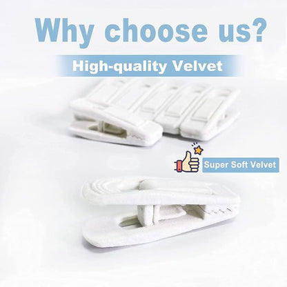 White Velvet Hangers Clips 40 PCS, Pants Hangers Velvet Clips Easily Add to - Image 2