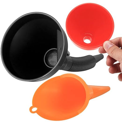 4 Pcs Automotive Funnels Set, Wide Mouth Fuel Funnel, Plastic Long Neck Oil - Image 3