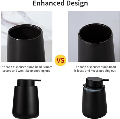 Enra Black Soap Dispenser, 12 oz Ceramic Hand Lotion Dispenser, Refillable Dish - Image 2