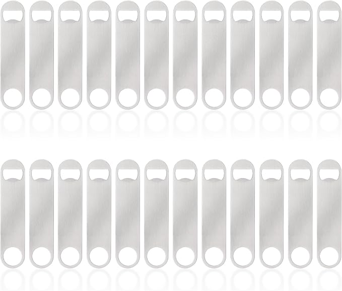 24 Pack Flat Beer Bottle Opener 5 inch Heavy Duty Stainless Steel Flat Bottle by Ohiyoo
