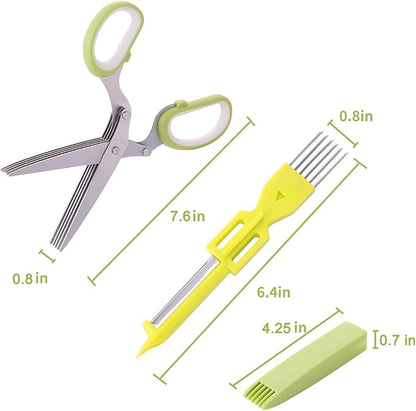 2-Pack Herb Scissors Set with 5 Blades & 3 Blades, Paper Shredding, with - Image 9
