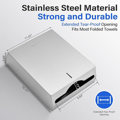 Commercial Paper Towel Dispenser Wall Mount, Stainless Steel C-Fold Multifold - Image 3