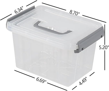 3 L Small Clear Storage Latch Box, 6 Pack Plastic Stackable Organizer Containers - Image 2