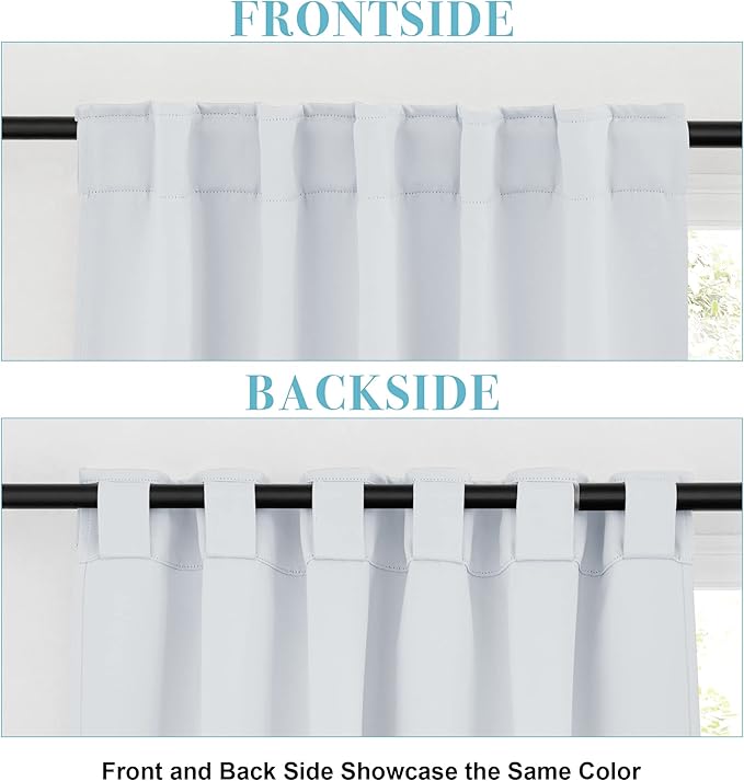 RYB HOME White Curtains for Bedroom - Room Darkening Curtains Back Loops Hanging, Privacy Window Drapes for Sunroom Kitchen Dining Engagement, 42 Wide x 54 Long, Grayish White, 2 Pcs