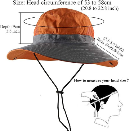ZOORON Women's Ponytail Safari Sun Hat,Wide Brim UV Protection Outdoor Bucket Hat,Foldable Beach Summer Fishing Hat
