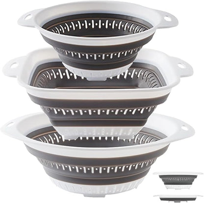 LogFaadCoi 3 Pcs Collapsible Colander and Strainer, Silicone Strainer Colanders by LogFaadCoi