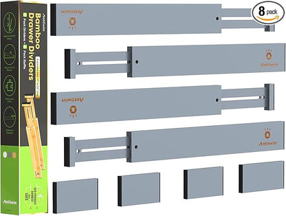 ANTOWIN Bamboo Drawer Dividers Organizers, Expandable Drawer Separators Splitter by ANTOWIN