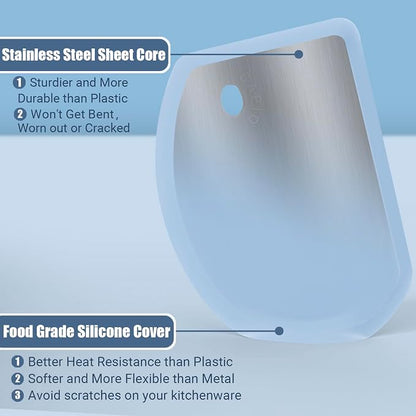 Silicone Dough Scraper with Stainless Steel Sheet, Curved Edge Flexible Bowl - Image 2