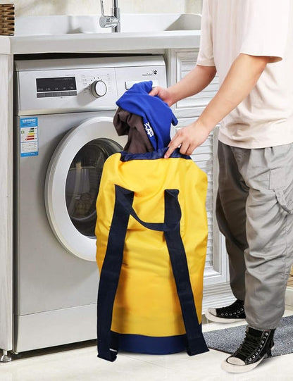 Dalykate Backpack Laundry Bag, Laundry Backpack with Shoulder Straps and Mesh Pocket Durable Nylon Clothes Hamper Bag with Drawstring Closure for College, Travel, Laundromat, Apartment