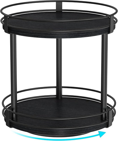 Snughome Lazy Susan Spice Rack, 2 Tier Rotating Spice Rack, Wood Lazy Susan by Snughome