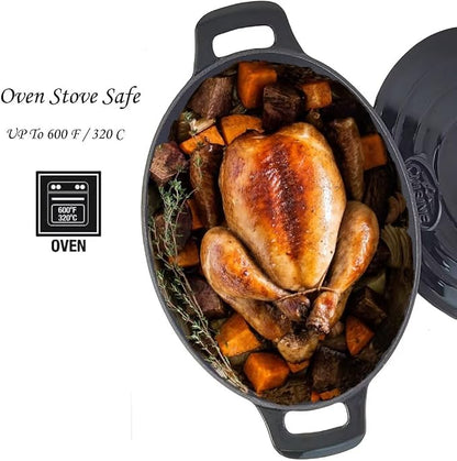 La Cuisine Enameled Cast Iron Oval Dutch Oven Casserole 6.75 QT 33x25x16cm Matt - Image 5