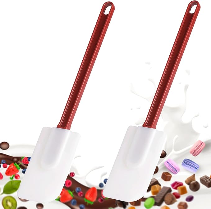 Commercial Rubber Spatula Set of 2, High Heat Resistant Silicone Scrapers 16 - Image 6