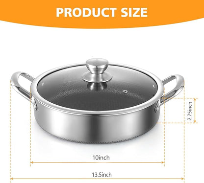 Toutrop Saute Pan, 10 Inch Nonstick Deep Frying Pan, 316L Stainless Steel Sauté - Image 7