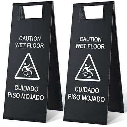 Kigley 2 Pcs Wet Floor Sign, 24 Inch Stainless Steel Caution Wet Floor Sign by Kigley