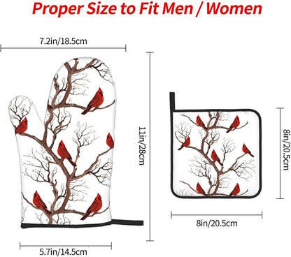 Winter Cardinal Birds Oven Mitts and Pot Holders Sets of 3 Kitchen Hot Pads - Image 4