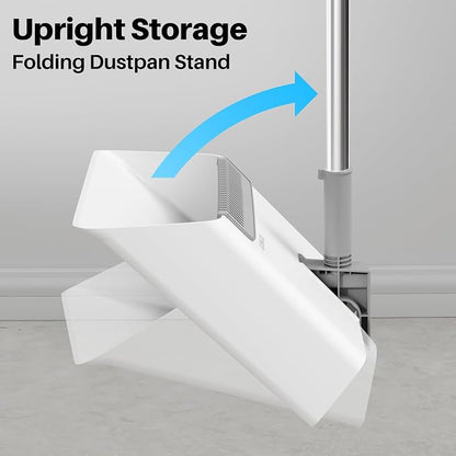 JOYMOOP White Broom and Dustpan Set, Upright Angle Design - Image 8