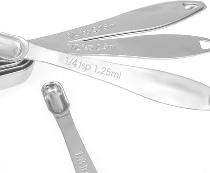 Accurate 18/8 Stainless Steel Measuring Spoons, Heavy Duty Good Handle Set of 6 - Image 3