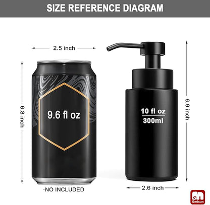 GMISUN Foaming Soap Dispenser, 10 Fl oz/300 ml Matte Black Glass Foaming Hand - Image 3