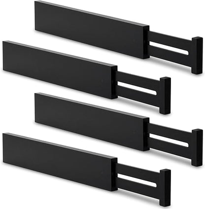 Utoplike 4 pcs Bamboo Kitchen Drawer Dividers Large, Adjustable Black Drawer by Utoplike