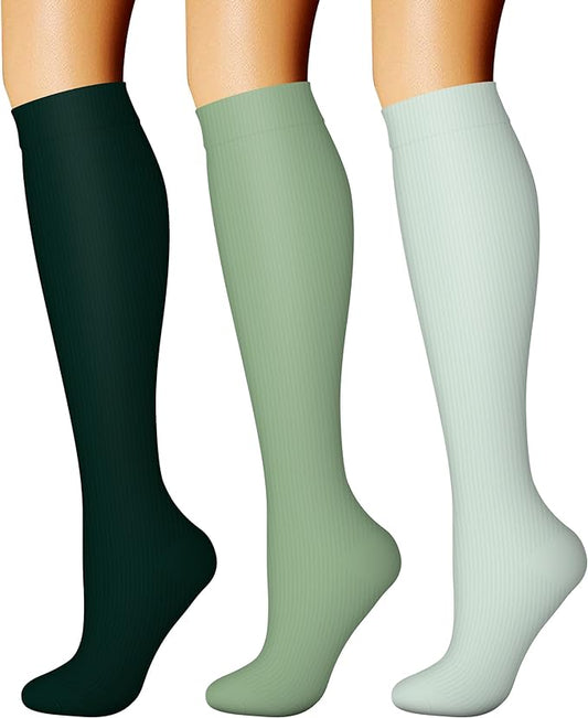 CHARMKING Compression Socks for Women & Men Circulation (3 Pairs) 15-20 mmHg is Best Support for Athletic Running Cycling