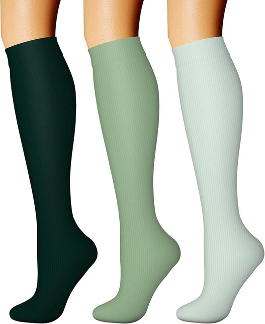CHARMKING Compression Socks for Women & Men Circulation (3 Pairs) 15-20 mmHg is Best Support for Athletic Running Cycling