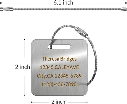 (5Pack Made in USA) Custom Personalized Luggage Tags-Customized Unique tag for Suitcase Backpack Travel,Bags (Rose Gold (2 × 2))