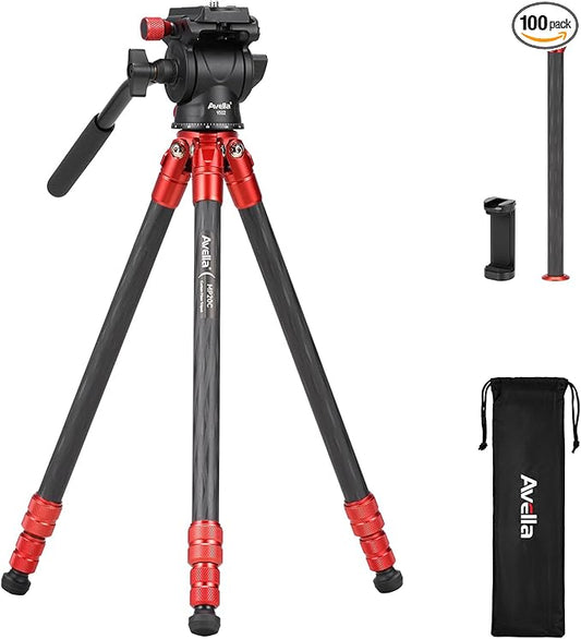 Avella Mini Carbon Fiber Camera Tripod MP20C, Portable Lightweight Tabletop, External Center Column Compact Design, Travel Tripod with 360°Ball Head and V Yoke Bracket for DSLR Camera