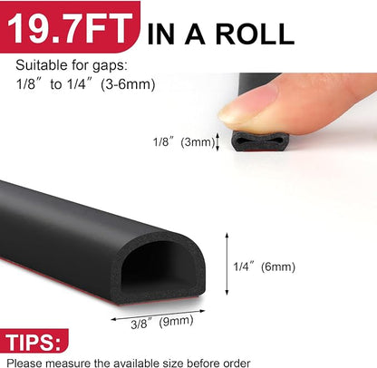 【New Upgrade】 Silicone Door Weather Stripping Door Seal Strip, 19.7 Feet - Image 2