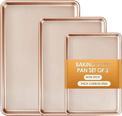 Baking Sheet Pan Set of 3, Commercial Cookie Sheets by Deedro