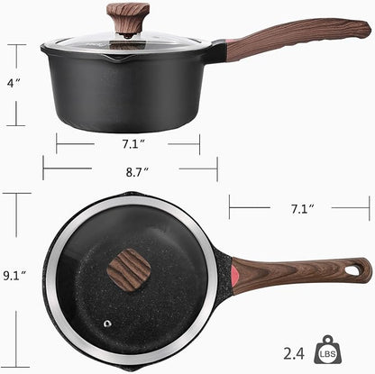 VINCHEF Nonstick Saucepan with Lid, 3QT Sauce Pan with Stay Cool Handle - Image 6