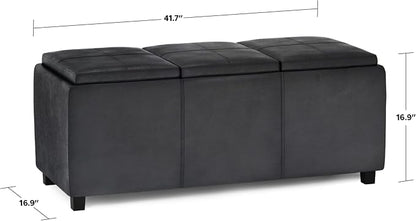 SIMPLIHOME Avalon 42 inch Wide Contemporary Rectangle Storage Ottoman in - Image 3
