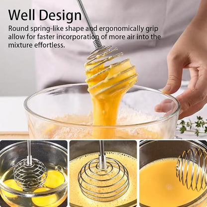 Stainless Steel Spring Coil Whisk Set 2 Pack, Wire Whip Egg Beater, Kitchen - Image 7