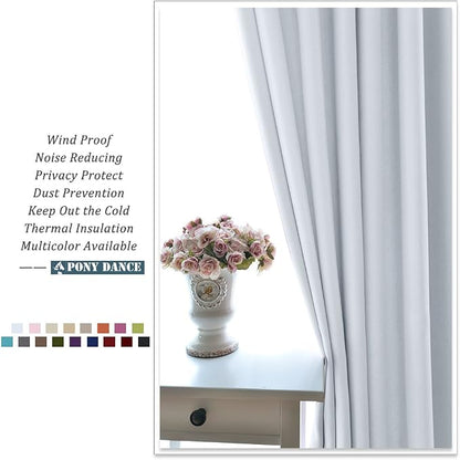 PONY DANCE Greyish White Room Darkening Kitchen Curtains 2 Panels Set, Thermal - Image 4