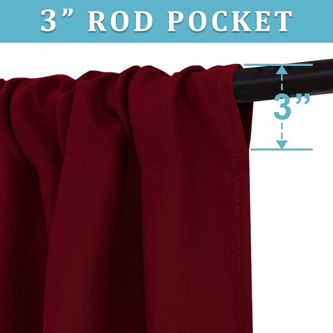 RYB HOME Curtains for Bedroom 63 inches Long, W 34 x L 63, Burgundy Red - Image 4