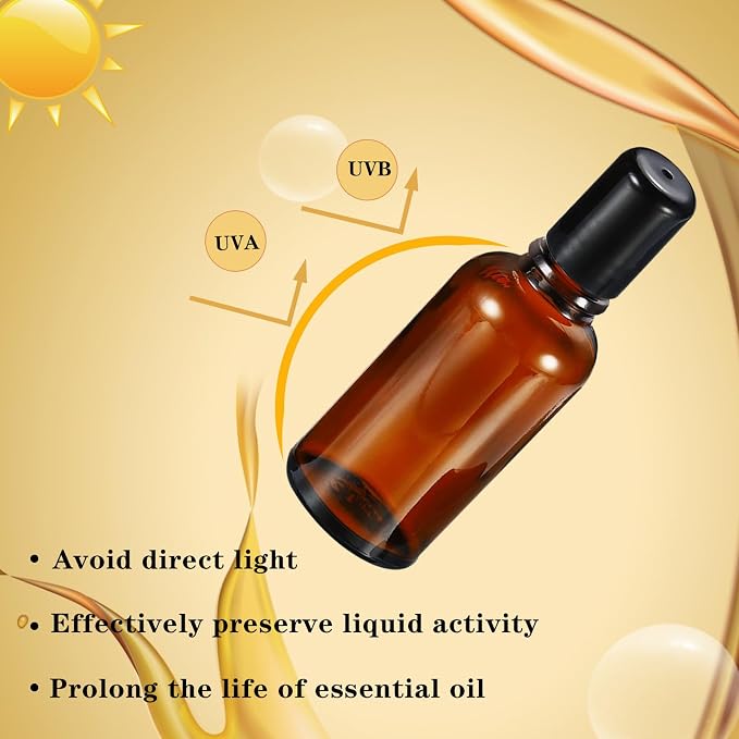 30ML Roller Bottles for Essential Oil, 4 Pack Empty Amber Glass Roller Bottle - Image 6